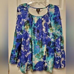 JM Collection~ Boho Flowy, Floral top, blouse, shirt~ New w/out tags~ Sz Large L